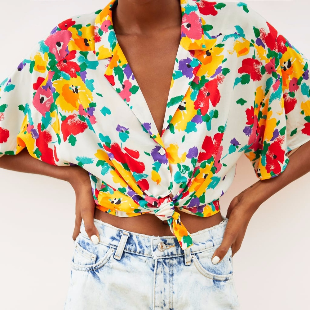 π Zara Knotted Floral Printed Shirt NWT π - Picture 1 of 9